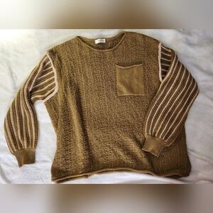 Mello Multi-Texture Oversized Sweater Size Large Olive Comfy Womens Shirt